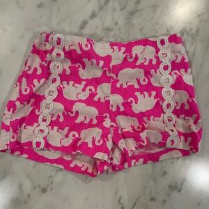 Girls Lilly Pulitzer Pink Elephant Pattern shorts EEUC size girls 10